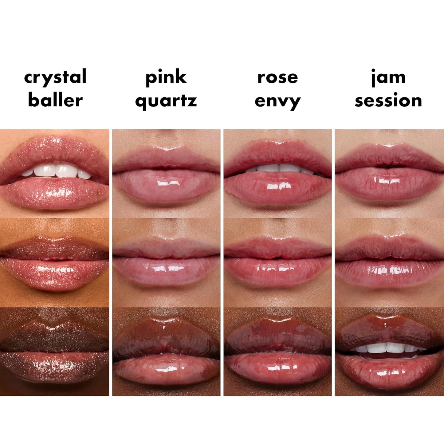 Glow Reviver Quad Goals Lip Oil Kit, Lip Gloss for a High-Gloss Finish & Sheer Wash of Color, Non-Sticky, Vegan & Cruelty-Free, 4 Glosses