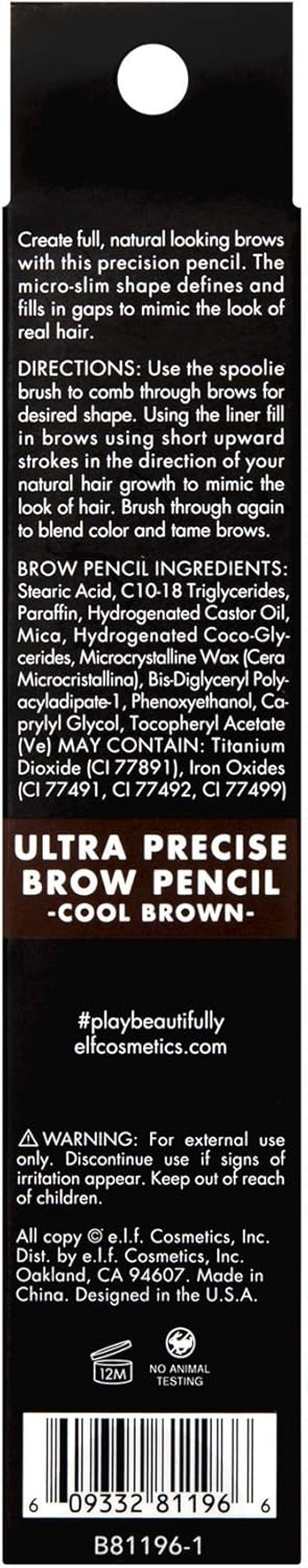 Ultra Precise Brow Pencil, Creamy, Micro-Slim, Precise, Defines, Creates Full, Natural-Looking Brows, Tames and Combs Brow Hair, Cool Brown, 0.002 Oz