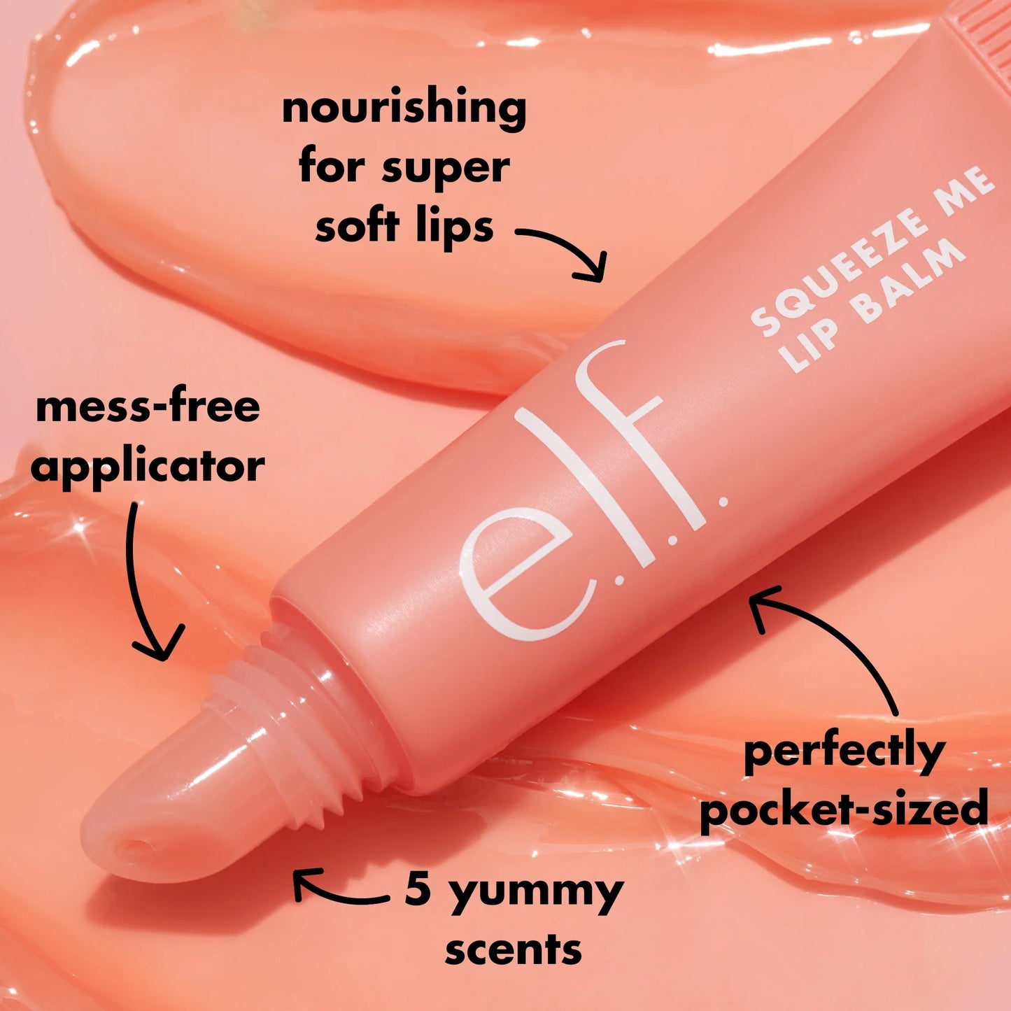 E.L.F. Squeeze Me Lip Balm, Peach, 0.21Oz