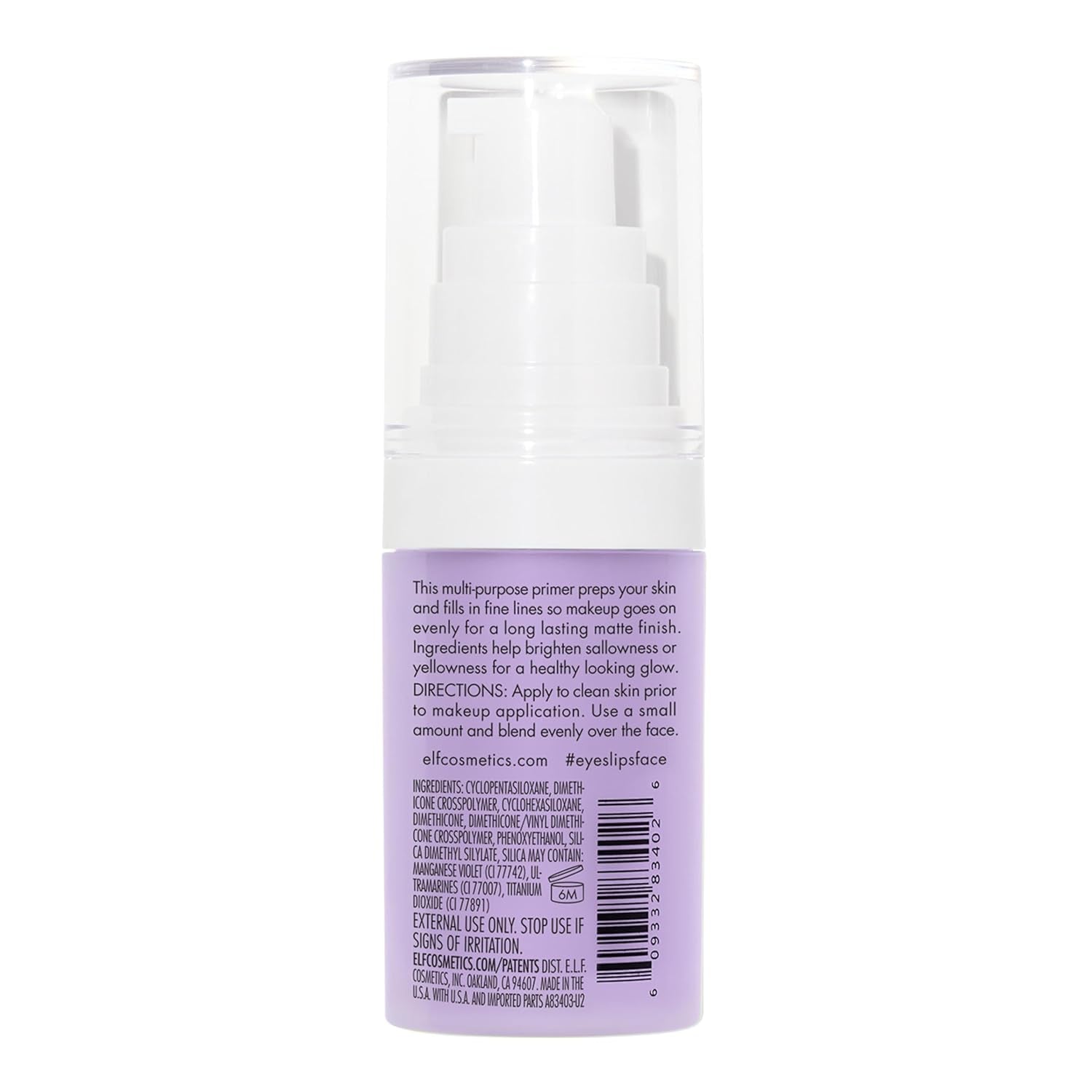 Brightening Lavender Face Primer, Face Makeup Primer for Neutralizing Uneven Skin Tones & Brightening Complexion, Vegan & Cruelty-Free