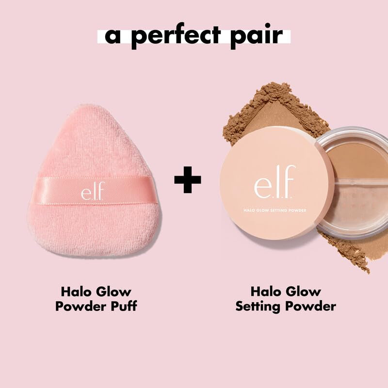 Halo Glow Powder Puff, Soft, Reusable Powder Puff for Applying Loose or Pressed Powders, Easily Conforms to the Face, Vegan & Cruelty-Free